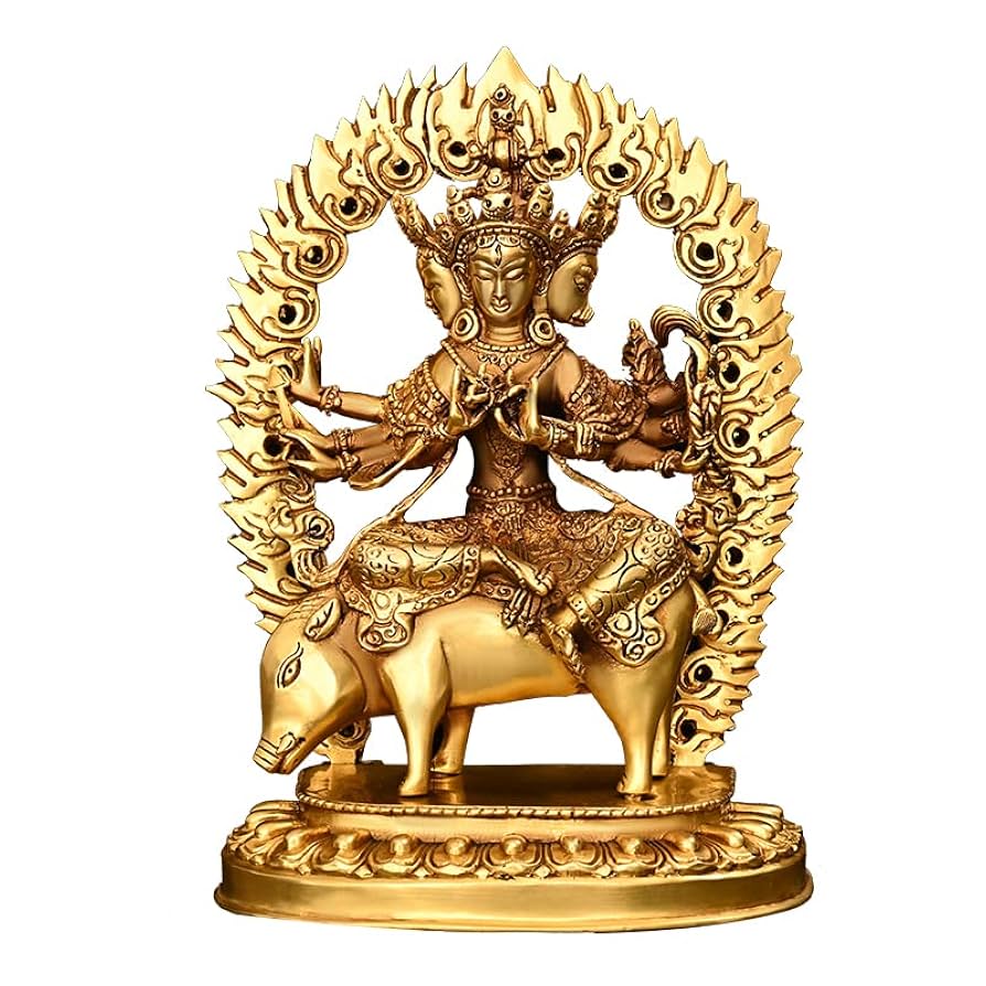 仏教美術 騎猪仏母菩薩 魔利支天護法仏像 銅製 仏像 彫刻 置物 開運 風水 仏教美術 騎猪仏母菩薩 魔利支天護法仏像 銅製 仏像 彫刻